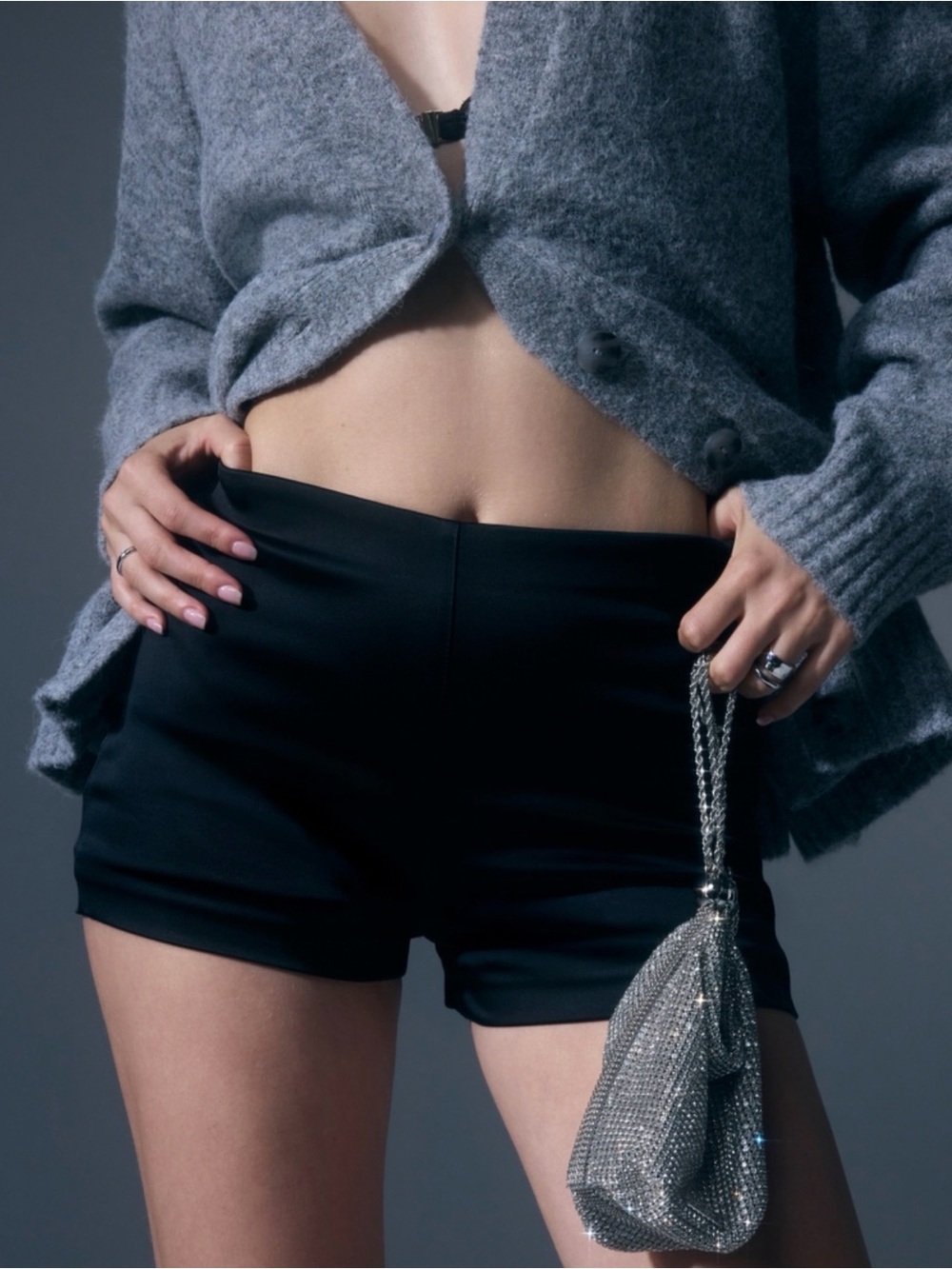 Abercrombie satin Black Stretch Shorts